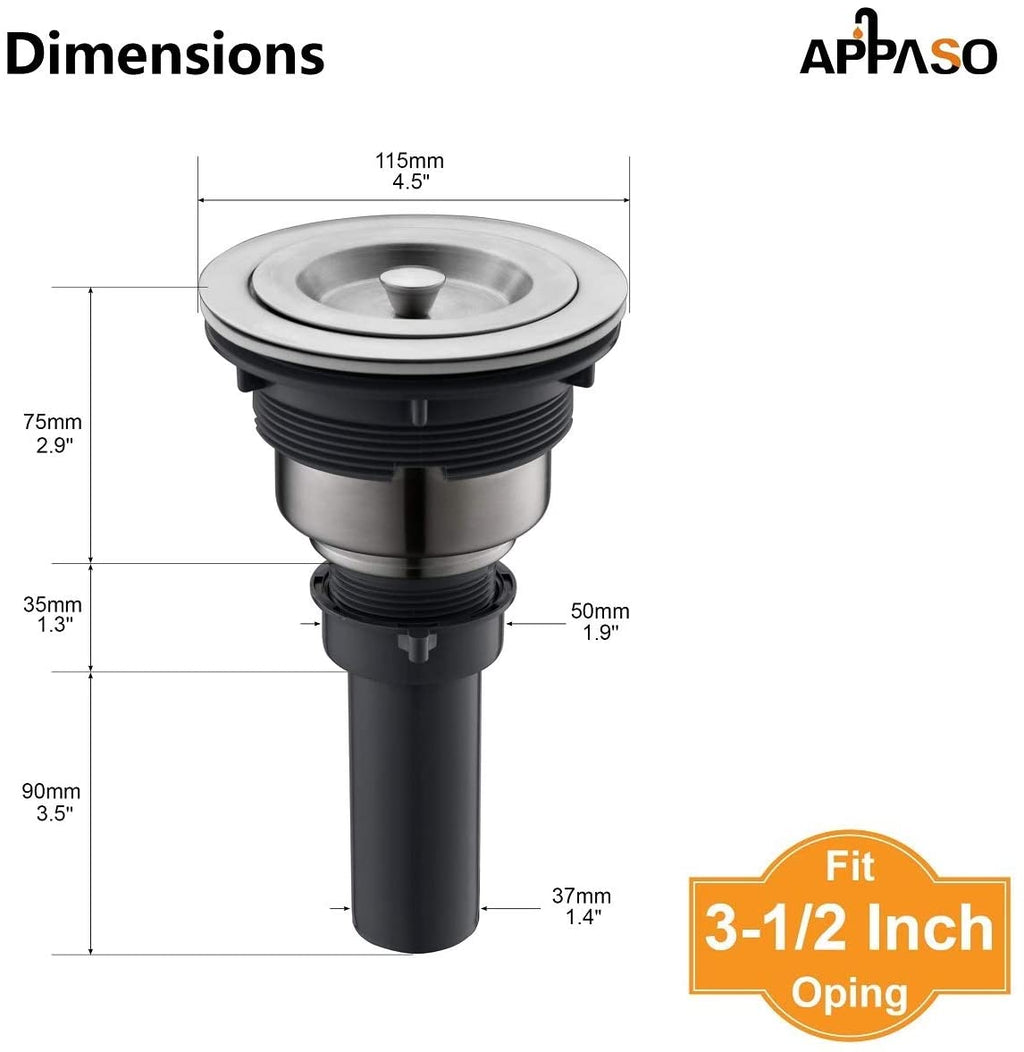APPASO 3.5 inches Kitchen Sink Drain Strainer Brushed Nickel, Accessories